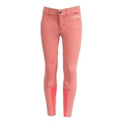 B Vertigo Olivia Girls Silicone Full Seat Breeches - Deep Coral Pink