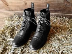 BasEQ Alexis Children's Lace-Up Equestrian Riding Paddock Boots -Equestrian Clothing Store 24 0103 104AlexisRickilaceBlackonhay