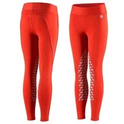 Horze Kid's Active Knee Patch Tights - Silicone Horse Grip
