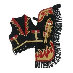 Tough 1 Premium Youth Chap And Vest Set With Bucking Horse And Flame Design