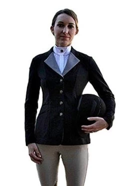 RJ Classics Ladies Soft Shell Coat Black Coat/Grey Collar