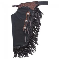 Tough 1 Floral Yoke Smooth Leather Premium Chinks -Equestrian Clothing Store 63 925 7