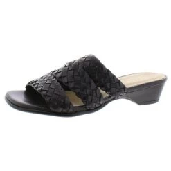 David Tate Women's Adagio Leather Open Toe Casual Slide Sandals