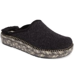 Toni Pons Mysen Faux Fur Lined Espadrille Slipper Solid -Equestrian Clothing Store Black1