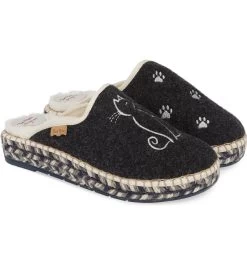 Toni Pons Mysen Faux Fur Lined Espadrille Slipper Cat -Equestrian Clothing Store CatBlack2
