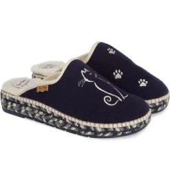 Toni Pons Mysen Faux Fur Lined Espadrille Slipper Cat -Equestrian Clothing Store CatBlue2