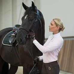 HORZE Blaire Ladies UV Ice Fit Long Sleeve Show Shirt 26 HORZE Blaire Ladies UV Ice Fit Long Sleeve Show Shirt -Equestrian Clothing Store HORZEBlaireWomen sLongSleevedNanotexEquestrianRidingCompetitionShowShirtwithUPF30 UVProtection BarelyPink