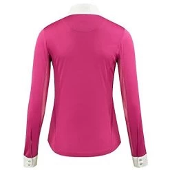 HORZE Blaire Ladies UV Ice Fit Long Sleeve Show Shirt 25 HORZE Blaire Ladies UV Ice Fit Long Sleeve Show Shirt -Equestrian Clothing Store HORZEBlaireWomen sLongSleevedNanotexEquestrianRidingCompetitionShowShirtwithUPF30 UVProtection CactusFlowerPurple Back
