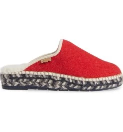 Toni Pons Mysen Faux Fur Lined Espadrille Slipper Solid -Equestrian Clothing Store Red3
