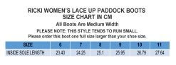 BasEQ Ricki Women's Lace-Up Synthetic Equestrian Riding Paddock Boots -Equestrian Clothing Store Ricki Lace up SIZE CHART 1600 X 600