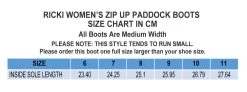 BasEQ Ricki Women's Zip-Up Synthetic Equestrian Riding Paddock Boots -Equestrian Clothing Store Ricki Zip up SIZE CHART 1600 X 600