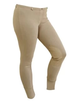 BasEQ Michelle Women's Horse Riding Pull On Suede Low Rise Knee Patch Breeches