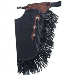 Tough 1 Premium Leather Chinks With Floral Yoke And Double Fringe -Equestrian Clothing Store TE022824 541750