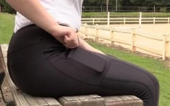 One Stop Equine Shop Women's Victoria Knee Patch Tights With Phone Pocket -Equestrian Clothing Store Victoriapocandmeshpanel
