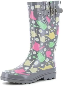 Western Chief Women's Colorful Canisters Rain Boot- Green (9 & 10)