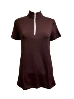 Tailored Sportsman Women's Icefil Zip Top Short Sleeve Shirt -Equestrian Clothing Store ZTC2018BoysenberrySilver