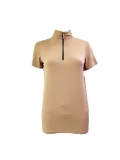 Tailored Sportsman Women's Icefil Zip Top Short Sleeve Shirt -Equestrian Clothing Store ZTC3038SafariBlackSilver