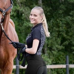 Horze Natalie Women's Stretch Scroll Style Print Polo Shirt -Equestrian Clothing Store c3736a9f 9a5a 4578 8c31 79e69bea4826