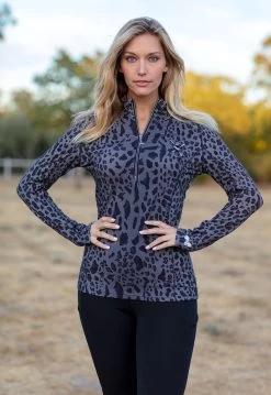 Goode Rider Women's Ideal Long Sleeve Show Shirt 23 Goode Rider Women's Ideal Long Sleeve Show Shirt -Equestrian Clothing Store ideal show shirt black leopard 3