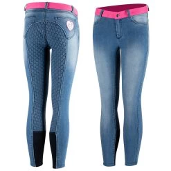 Horze Kids Poppy Denim Silicone Full Seat Breeches