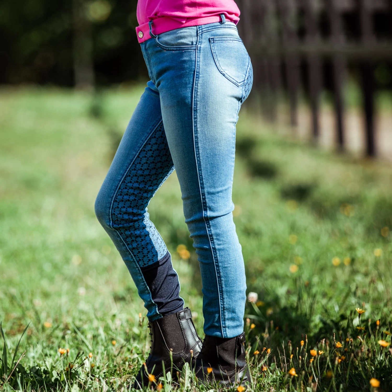 Horze Kids Poppy Denim Silicone Full Seat Breeches 7 Horze Kids Poppy Denim Silicone Full Seat Breeches - Image 5