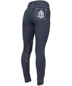 Shires Maids Embroidered Saddlehugger Jodhpurs -Equestrian Clothing Store shires maids navy