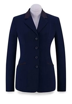 RJ Classics Ladies Victory Show Coat Navy/Brown Collar