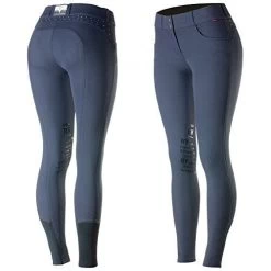 Horze B Vertigo Ladies Kimmy Medium Waist Knee Patch Breeches Eclipse Dark Blue US 32
