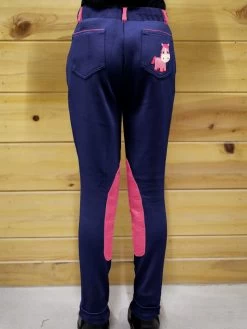 BasEQ Emma Children's Two-Tone Pull On Embroidered Cartoon Horse Jodhpur Riding Breech -Equestrian Clothing Store yqbcgr